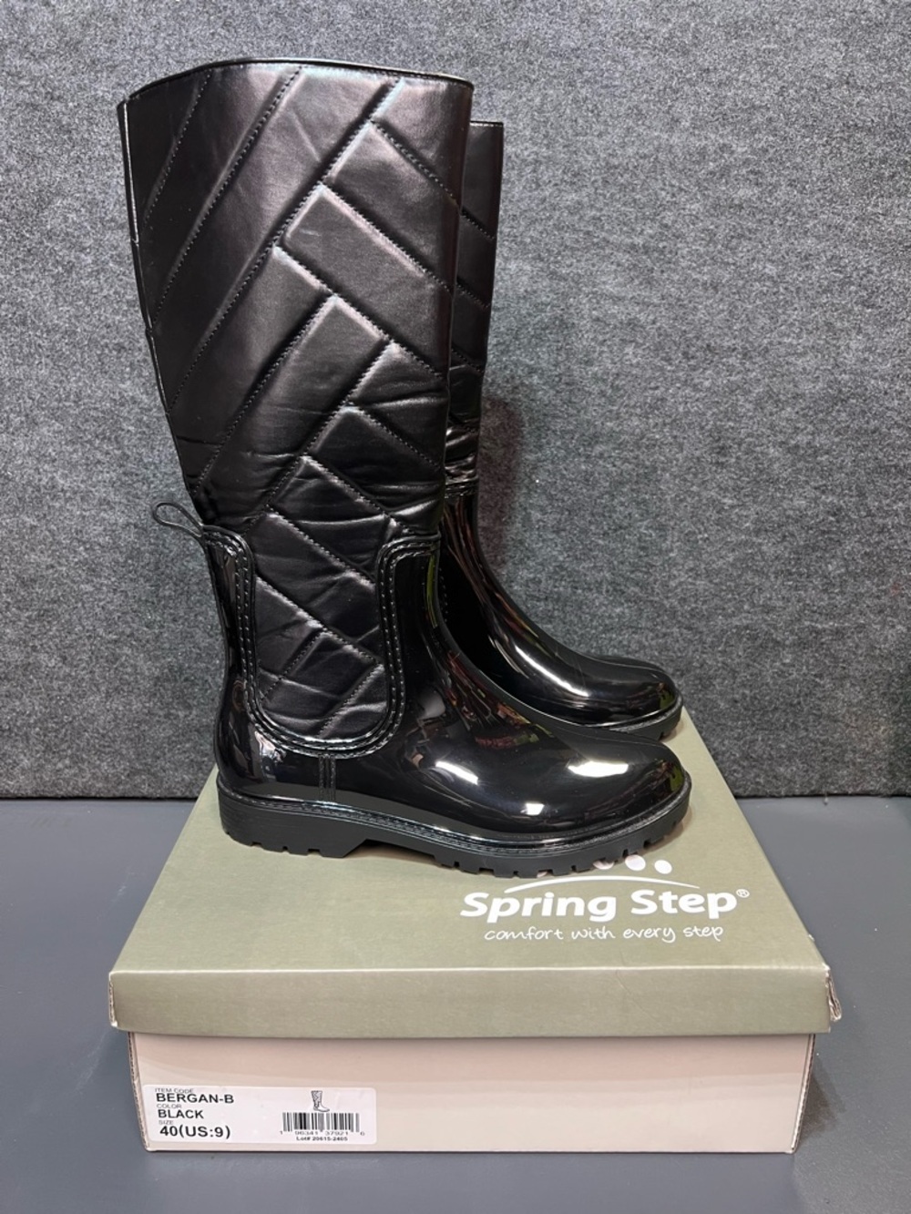 Spring Step Maiza Waterproof Quilted Rain Boots Women’s Size 9